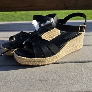 Black Wedge Sandals
